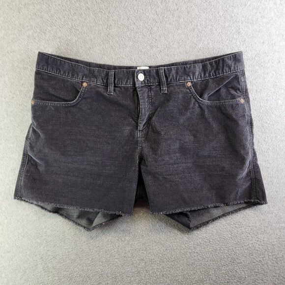 Gap Shorts Womens 16 Gray Corduroy Raw Hem Cut Off Mid Rise Stretch - Picture 1 of 13
